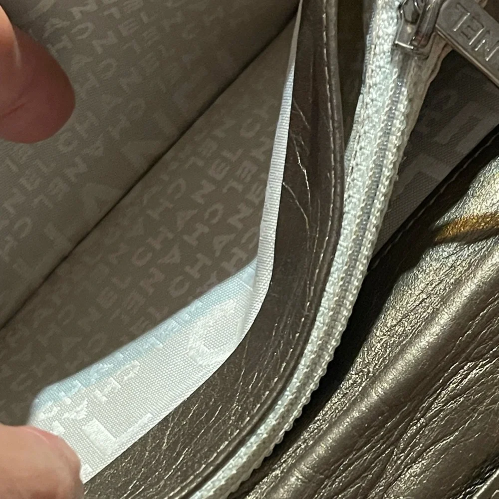 Chanel vintage cambon goldish bronze Quilted Metallic Wallet
